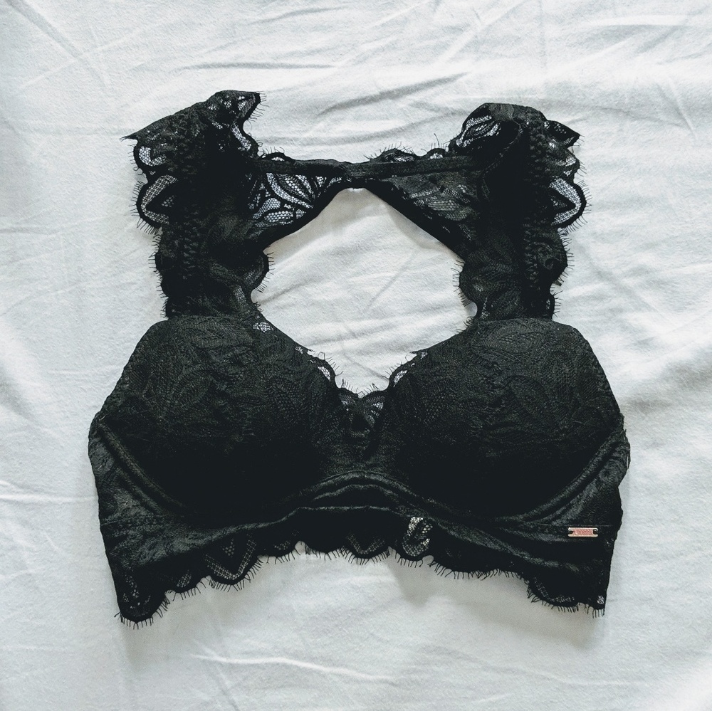 PINK date push up bralette black XS